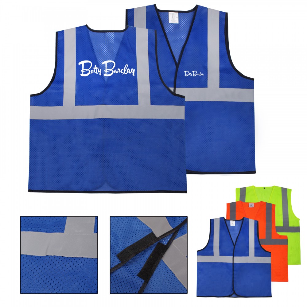 Adult Reflective Mesh Safety Vest Custom Imprinted