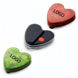 Heart Style Blinking Safety Light With Back Clip with Logo  Heart Style Blinking Safety Light With Back Clip with Logo