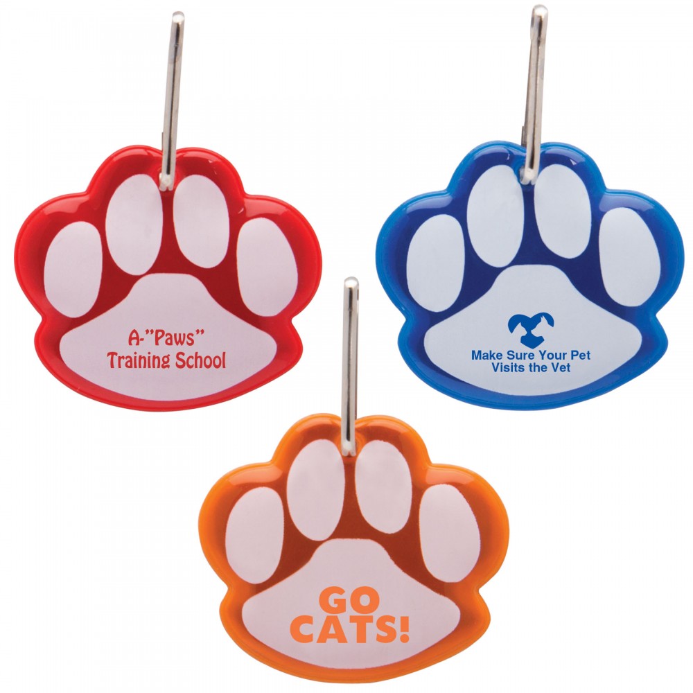 Paw Shaped Reflective Collar Tag with Logo