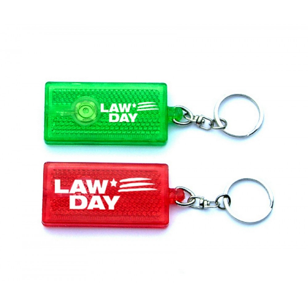 Slim Rectangle Safety LED Flashlight Keychain w/ Silver Trim Custom Printed Slim Rectangle Safety LED Flashlight Keychain w/ Silver Trim Custom Printed
