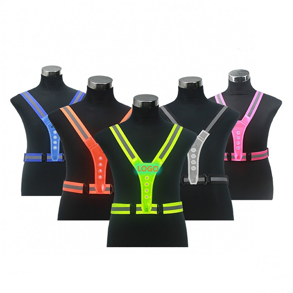Most popular high quality elastic LED reflective strap vest with Logo