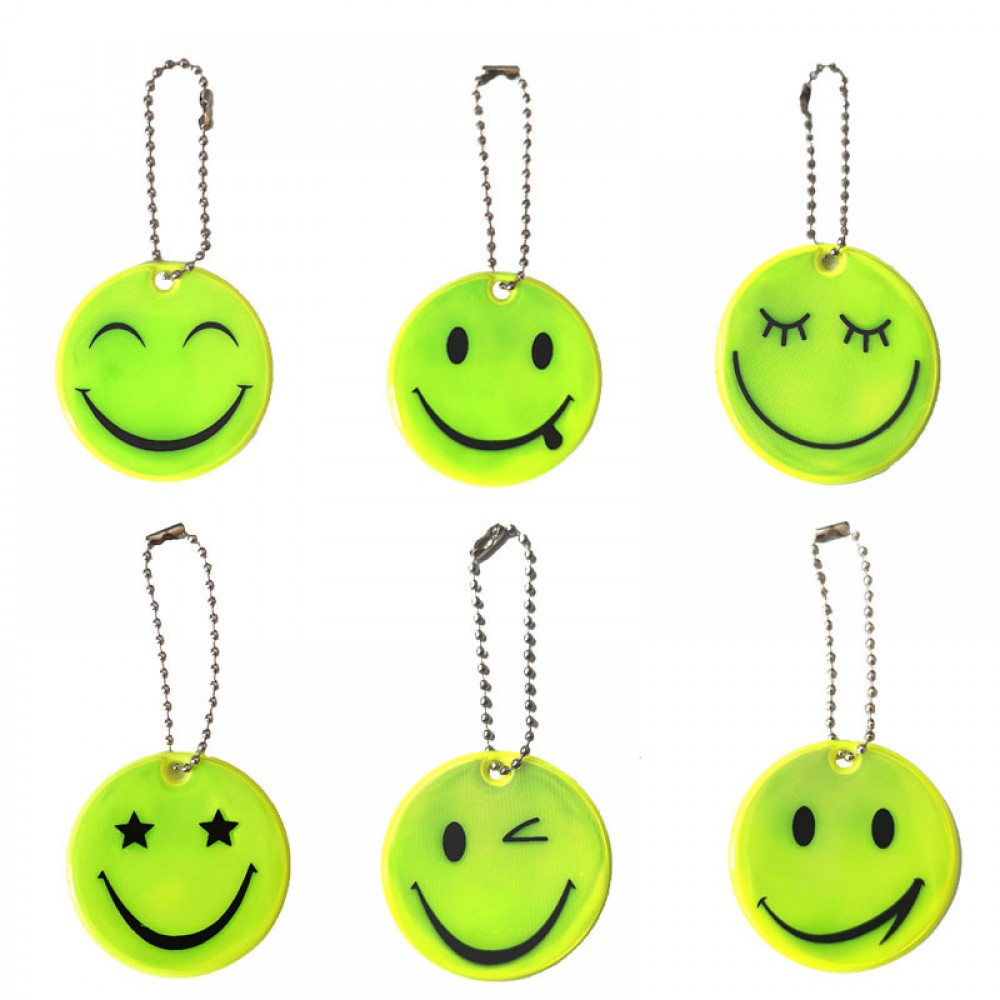 Smile Face PVC Reflective Keychain with Logo