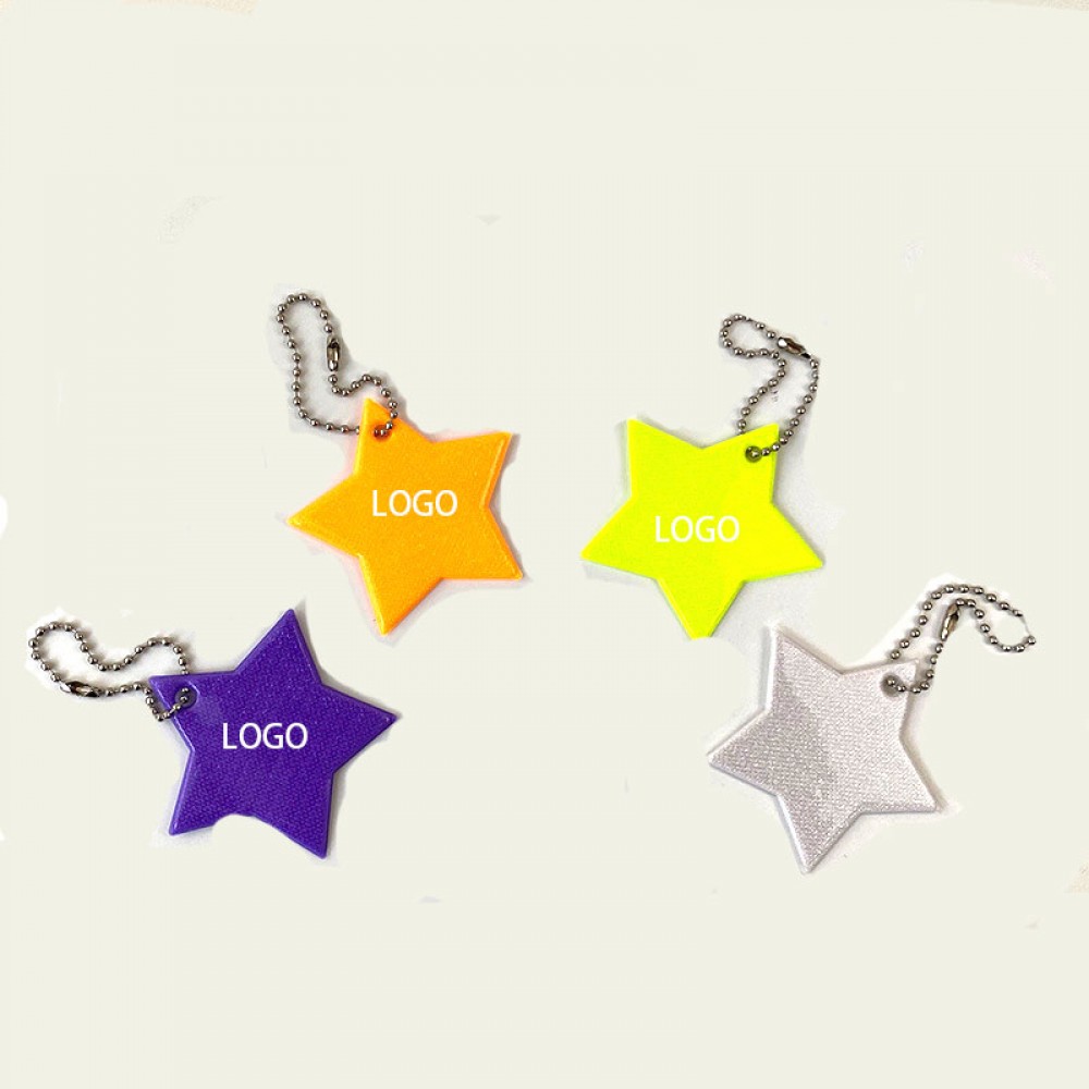 Logo Branded 2'' x 2'' PVC Night Riding Reflective Star Pendant Safety Reflector