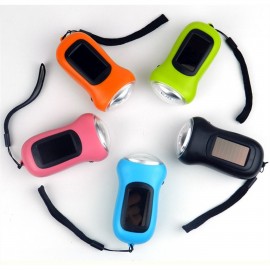 Solar-Powered Hand Crank Emergency Flashlight with Logo  Solar-Powered Hand Crank Emergency Flashlight with Logo