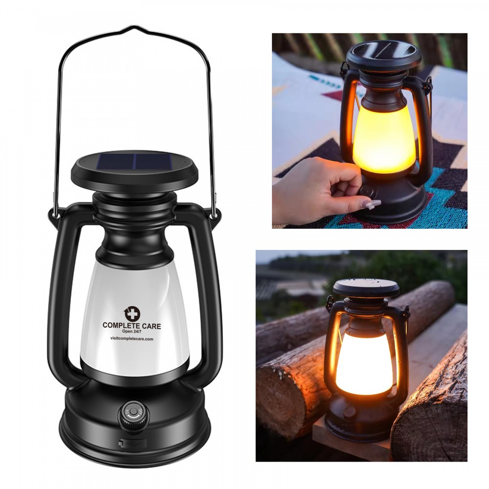 Retro Solar Camping Lantern with Logo