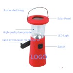 Hand Crank LED Solar Power Rechargeable Camping Lantern with Logo