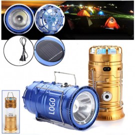Led Hand Lamp Rechargeable Collapsible Solar Camping Lantern Tent Lights With Fan Three In One with Logo