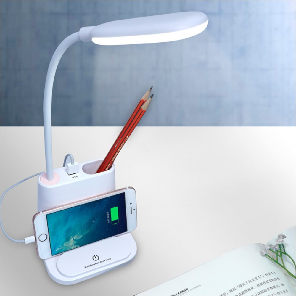 Personalized USB charge student bed LED light pen phone holder