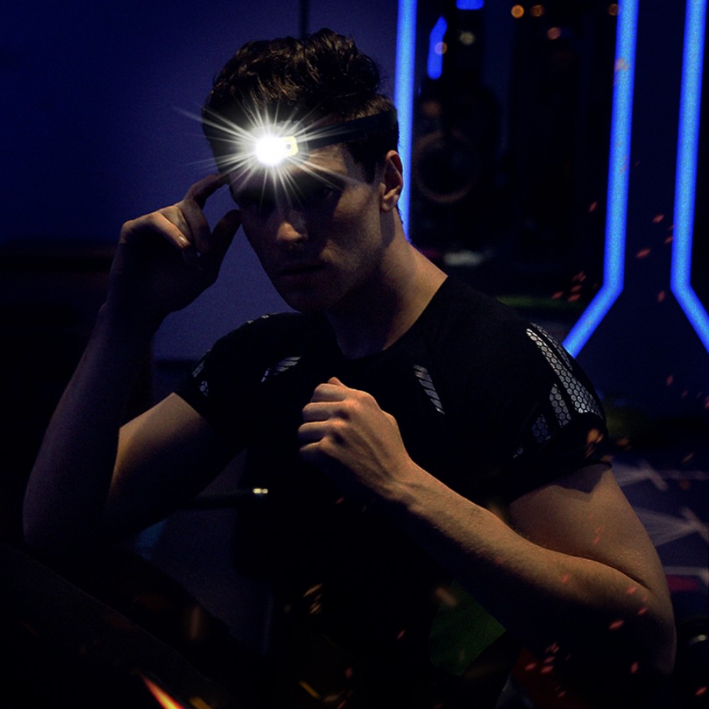 Promotional LED Headlamp with Motion Sensor  500 Lumens, 1200mAh Rechargeable, White/Red Light