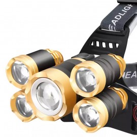 High quality 5 LED Rechargeable Headlamps Torch Light with Logo