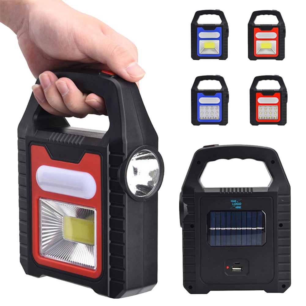 3 in 1 Solar-Powered USB Charging COB LED Camping Lantern with Logo