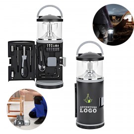Dualmode 3AA 15Tool Plastic Camping Lantern With Red/White Led And Flashing Alert 10" with Logo