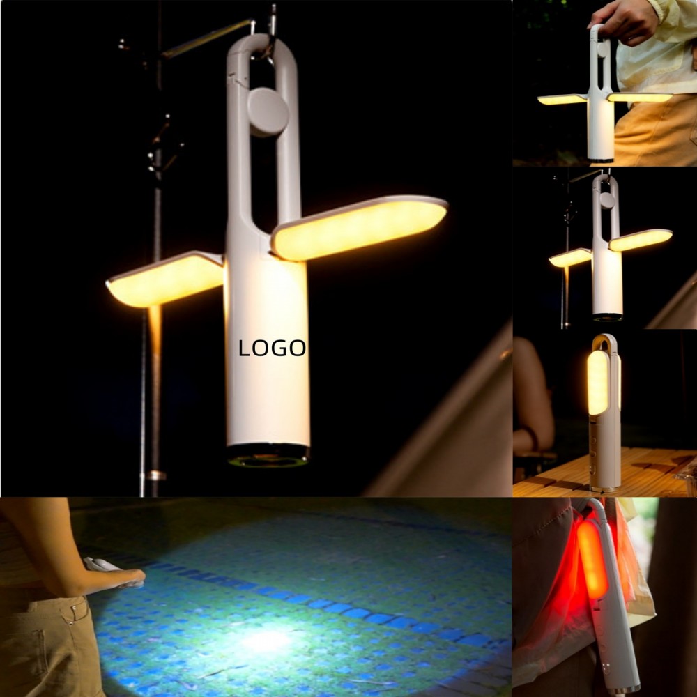 Outdoor Camping Lamp W/ Powerful Flashlight and Alarm Light with Logo