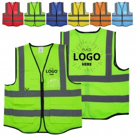 Reflective Safety Vest With Multi-Pocket And Custom Text with logo  Reflective Safety Vest With Multi-Pocket And Custom Text with logo