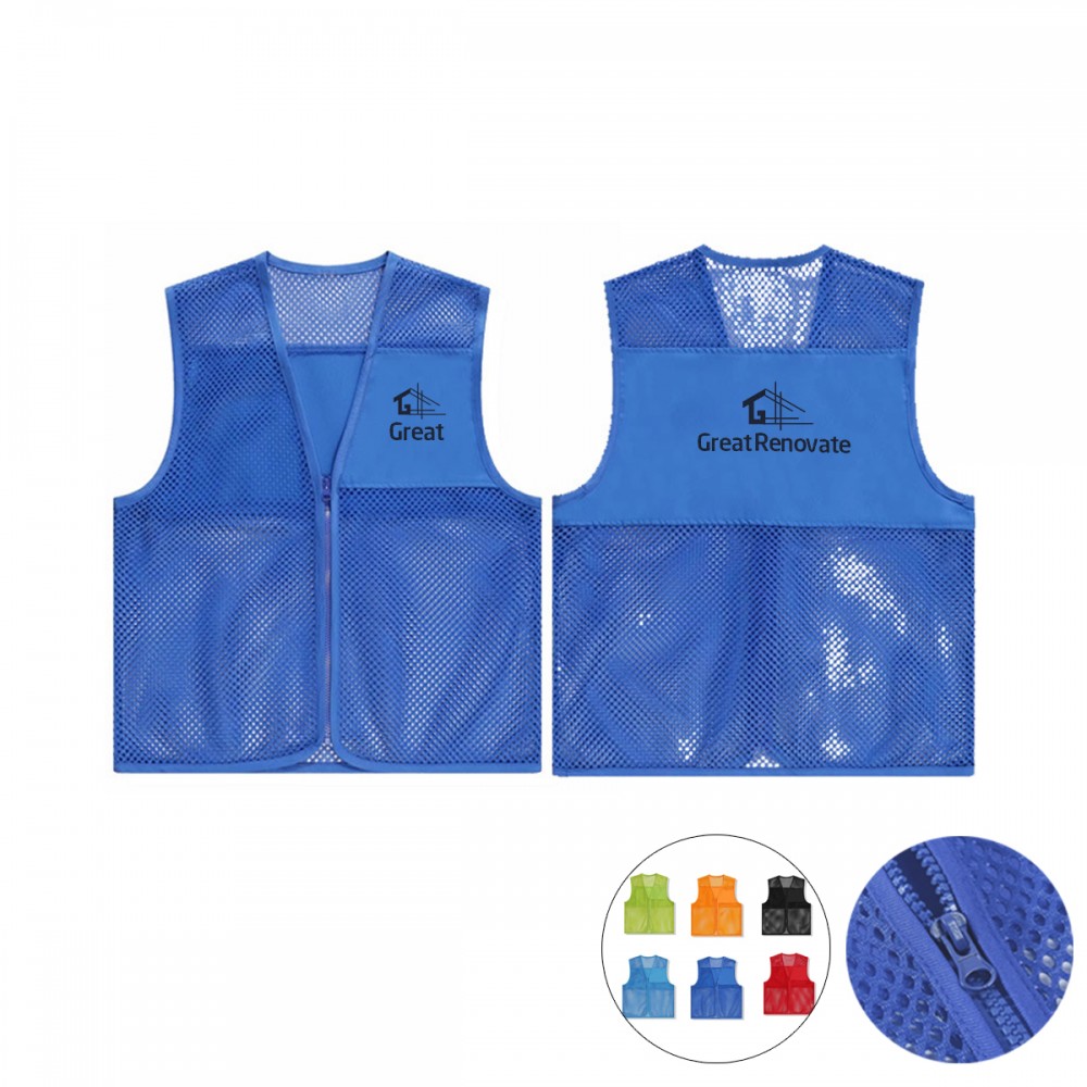 Custom Printed:Logo Branded Mesh Volunteer Safety Vest