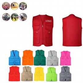 Multi-Pocket Work Clothes Advertising Shirt Vest with logo  Multi-Pocket Work Clothes Advertising Shirt Vest with logo