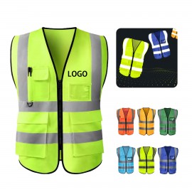 Personalized Reflective Work Vest with Multiple Pockets  Personalized Reflective Work Vest with Multiple Pockets
