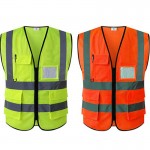 Custom Printed High Visibility Mesh Safety Reflective Vest Pockets Zipper