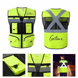 Custom Reflective Safety High Visibility Mesh Vest With Pocket