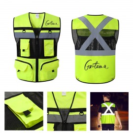 Custom Reflective Safety High Visibility Mesh Vest With Pocket  Custom Reflective Safety High Visibility Mesh Vest With Pocket