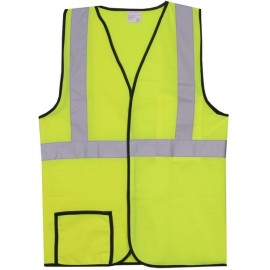 Custom Printed:Logo Branded Solid Single Stripe Yellow Safety Vest (2X-Large/3X-Large)