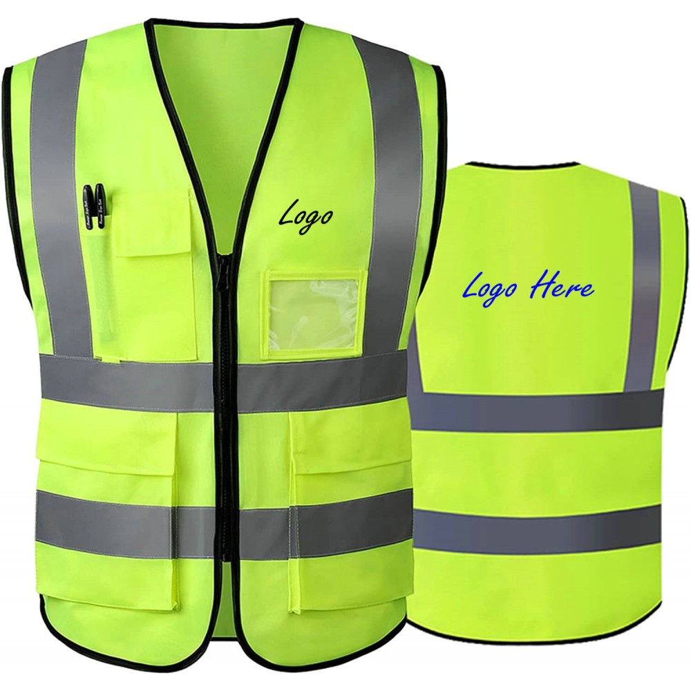 High Visibility Reflective Safety Vest With Multi Pockets with logo High Visibility Reflective Safety Vest With Multi Pockets with logo