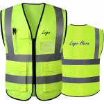 High Visibility Reflective Safety Vest With Multi Pockets with logo