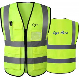 High Visibility Reflective Safety Vest With Multi Pockets with logo  High Visibility Reflective Safety Vest With Multi Pockets with logo