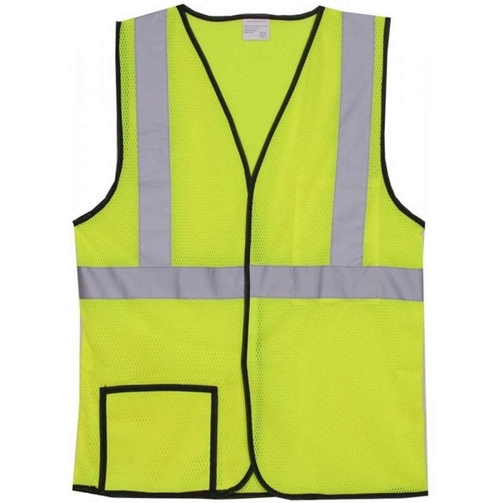 Mesh Yellow Single Stripe Safety Vest (Small/Medium) with logo Mesh Yellow Single Stripe Safety Vest (Small/Medium) with logo