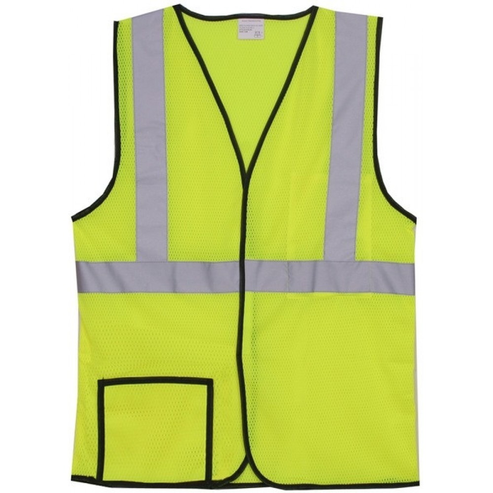 Mesh Yellow Single Stripe Safety Vest (Small/Medium) with logo