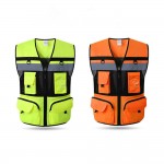 Custom Printed Standards Pockets and Mesh Lining Reflective Vest for Traffice Patrol