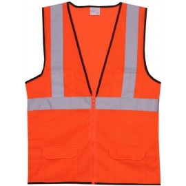 Orange Mesh Zipper Safety Vest (2X-Large/3X-Large) with logo