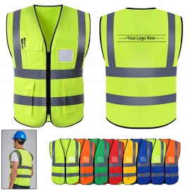 Personalized High-Visibility Reflective Safety Vest With Pockets  Personalized High-Visibility Reflective Safety Vest With Pockets