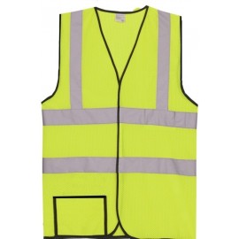 Yellow Mesh Dual Stripe Safety Vest (Small/Medium) with logo  Yellow Mesh Dual Stripe Safety Vest (Small/Medium) with logo