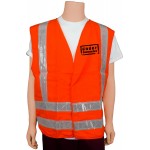 Custom Printed:Logo Branded ANSI Class II Orange/White Hook & Loop Safety Vest (X-Large)