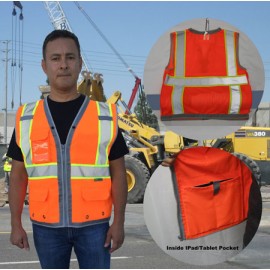 3C Products ANSI 107-2020 Premium Surveyor Neon Orange Vest Class 2 With Pockets with logo