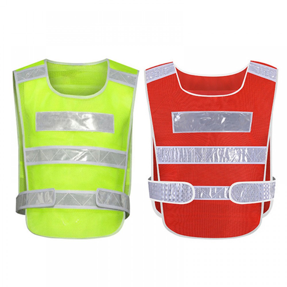 Mesh Fabric High Visibility Reflective Vests Adjustable Custom Printed Mesh Fabric High Visibility Reflective Vests Adjustable Custom Printed
