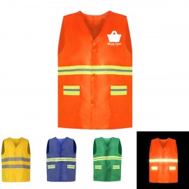 Custom Printed:Logo Branded High Visibility Reflective Safety Vest With Pockets