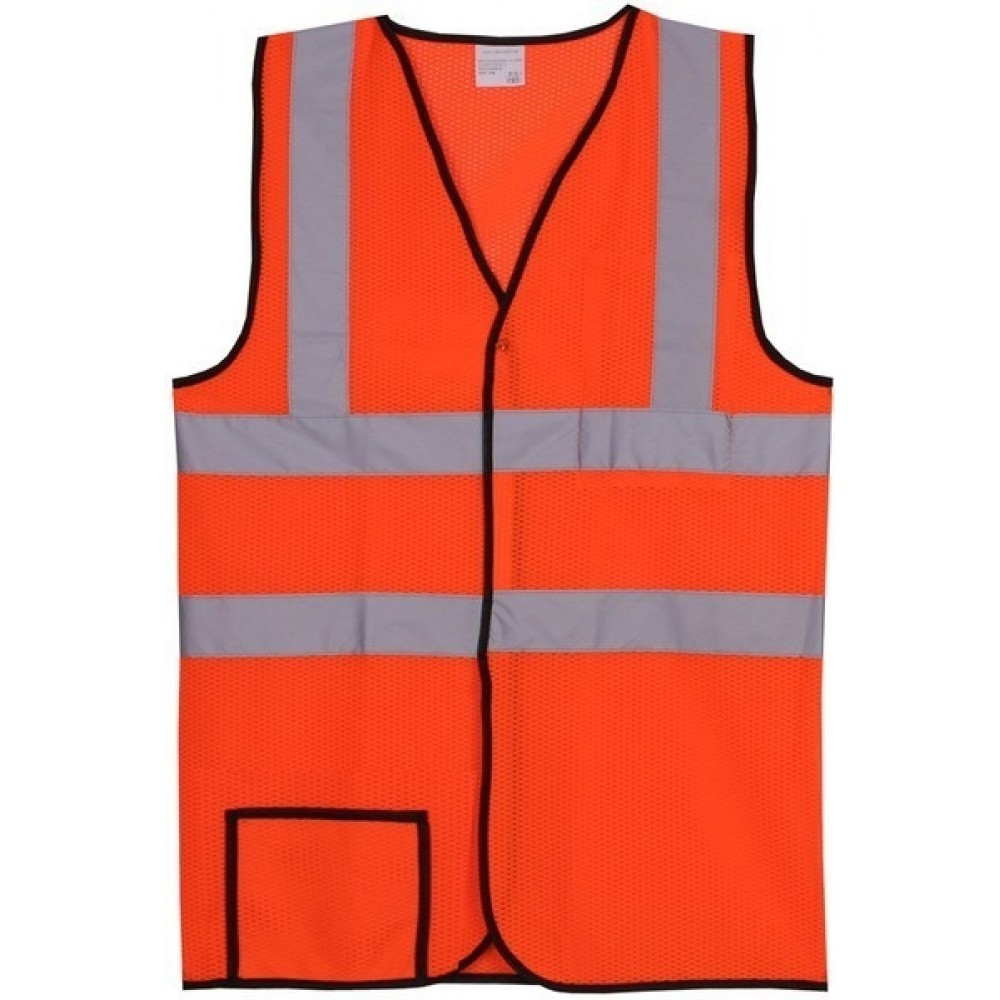 Orange Solid Dual Stripe Safety Vest (Small/Medium) with logo