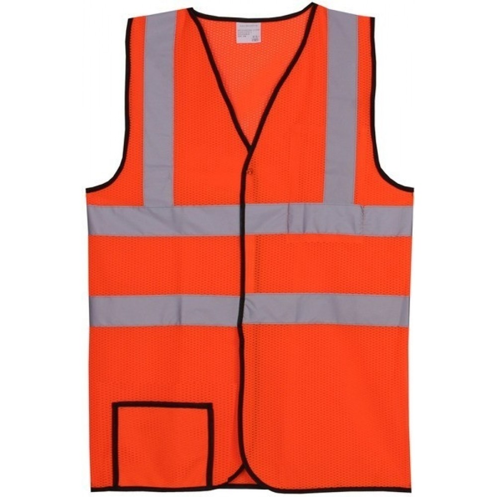 Custom Printed:Logo Branded Orange Solid Dual Stripe Safety Vest (Small/Medium) Custom Printed:Logo Branded Orange Solid Dual Stripe Safety Vest (Small/Medium)
