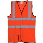 Custom Printed:Logo Branded Orange Solid Dual Stripe Safety Vest (Small/Medium)