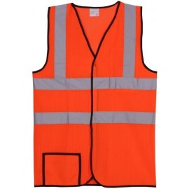 Custom Printed:Logo Branded Orange Solid Dual Stripe Safety Vest (Large/X-Large)  Custom Printed:Logo Branded Orange Solid Dual Stripe Safety Vest (Large/X-Large)
