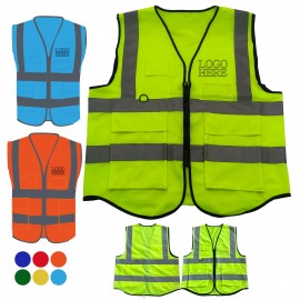Multi-pocket Reflective Safety Vest with logo  Multi-pocket Reflective Safety Vest with logo