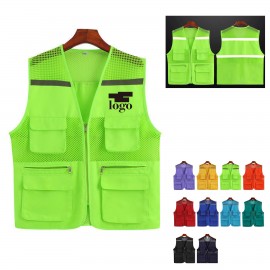 Multi-Pocket Reflective Safety Vest with logo  Multi-Pocket Reflective Safety Vest with logo