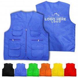 Multi-Pocket Twill Vest with logo