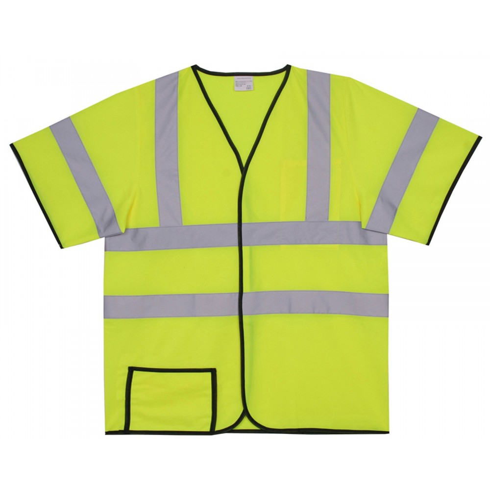 Solid Yellow Short Sleeve Safety Vest (Large/X-Large) with logo