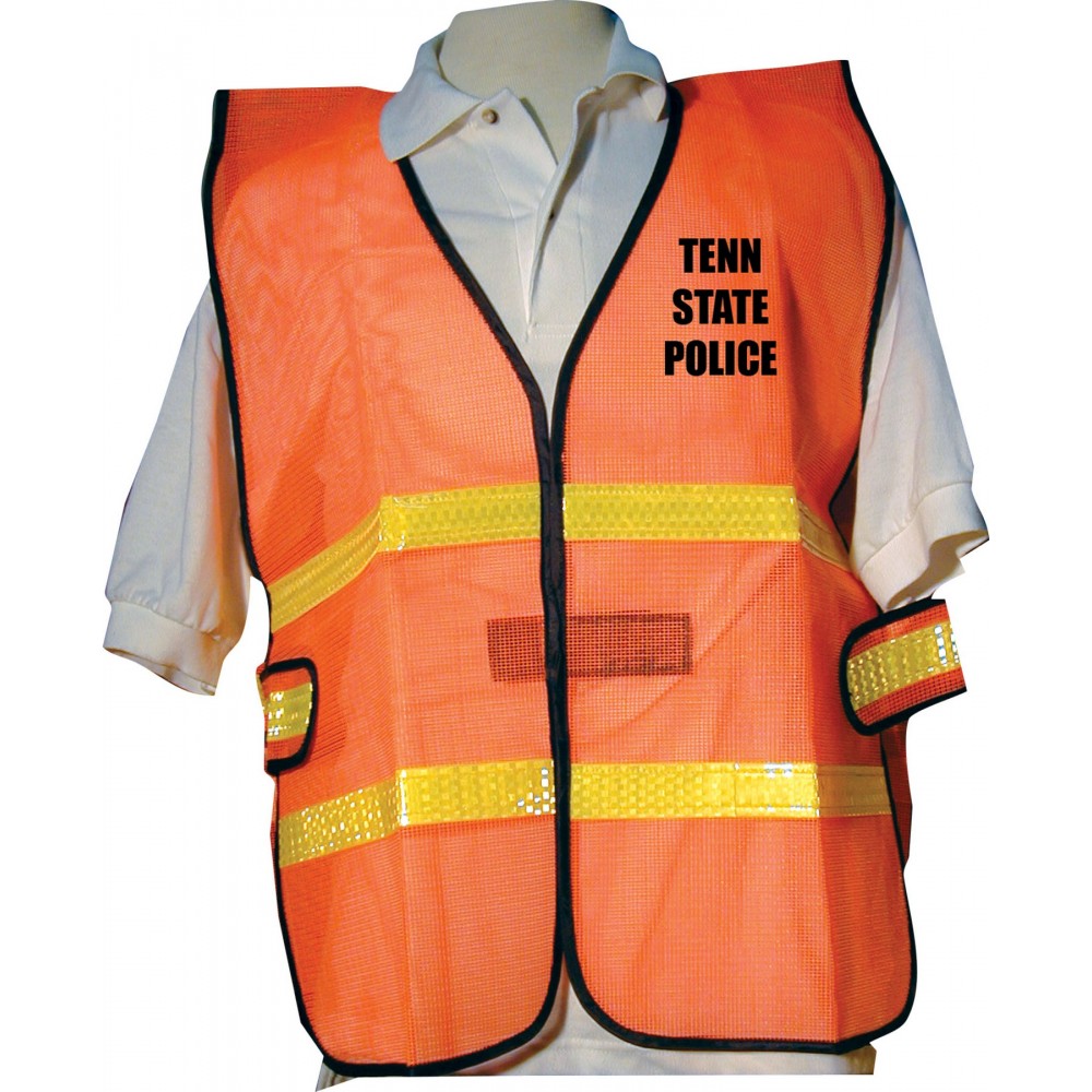 Mesh Orange Safety Vest (Large) with logo Mesh Orange Safety Vest (Large) with logo