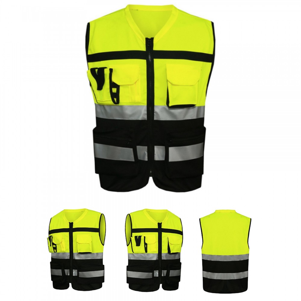 Logo Branded High Visibility Zipper Front Safety Vest Logo Branded High Visibility Zipper Front Safety Vest