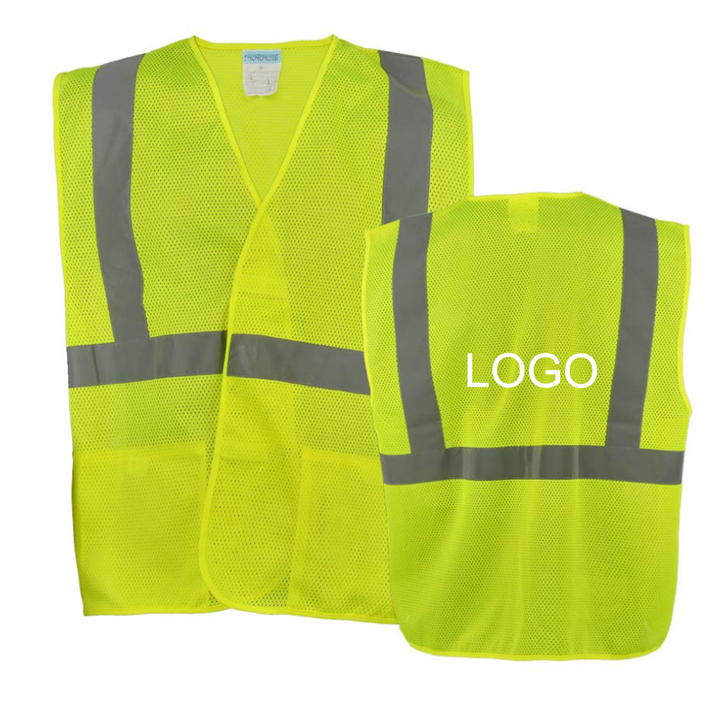 Custom Printed High Visibility Mesh Hi-Viz Safety Reflective Vest w/2 Pockets Custom Printed High Visibility Mesh Hi-Viz Safety Reflective Vest w/2 Pockets