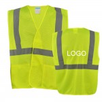 Custom Printed High Visibility Mesh Hi-Viz Safety Reflective Vest w/2 Pockets